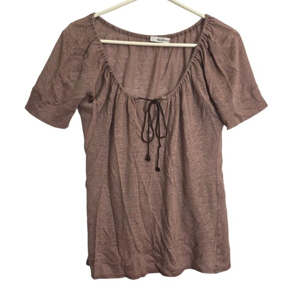 Ulla Johnson Tie Neck Shortsleeve Blouse Top Purple Pink Small Medium - Picture 1 of 4